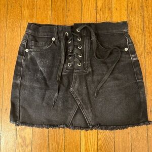 Forever 21 Black Lace-Up Mini Skirt